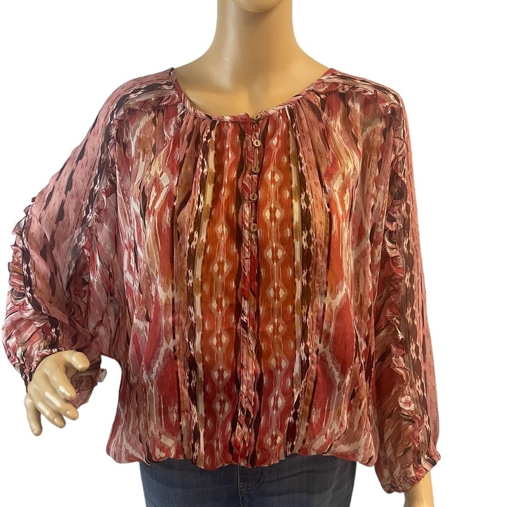 Liverpool women’s Boho, sheer long sleeve top size S, romantic feel